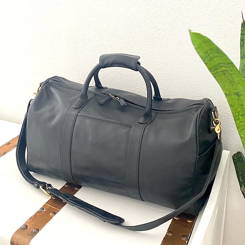 🌙Coach Vintage Leather Trekker Duffle Weekend Bag/ Luggage 0596
